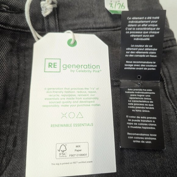 NWT Re Generation Size 3/Waist 26 Black Distressed High-Rise  Mom Mindful Jeans - Picture 5 of 16